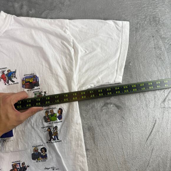 VTG 1994 B&C European comic graphic white tshirt mens Medium - Picture 7 of 7